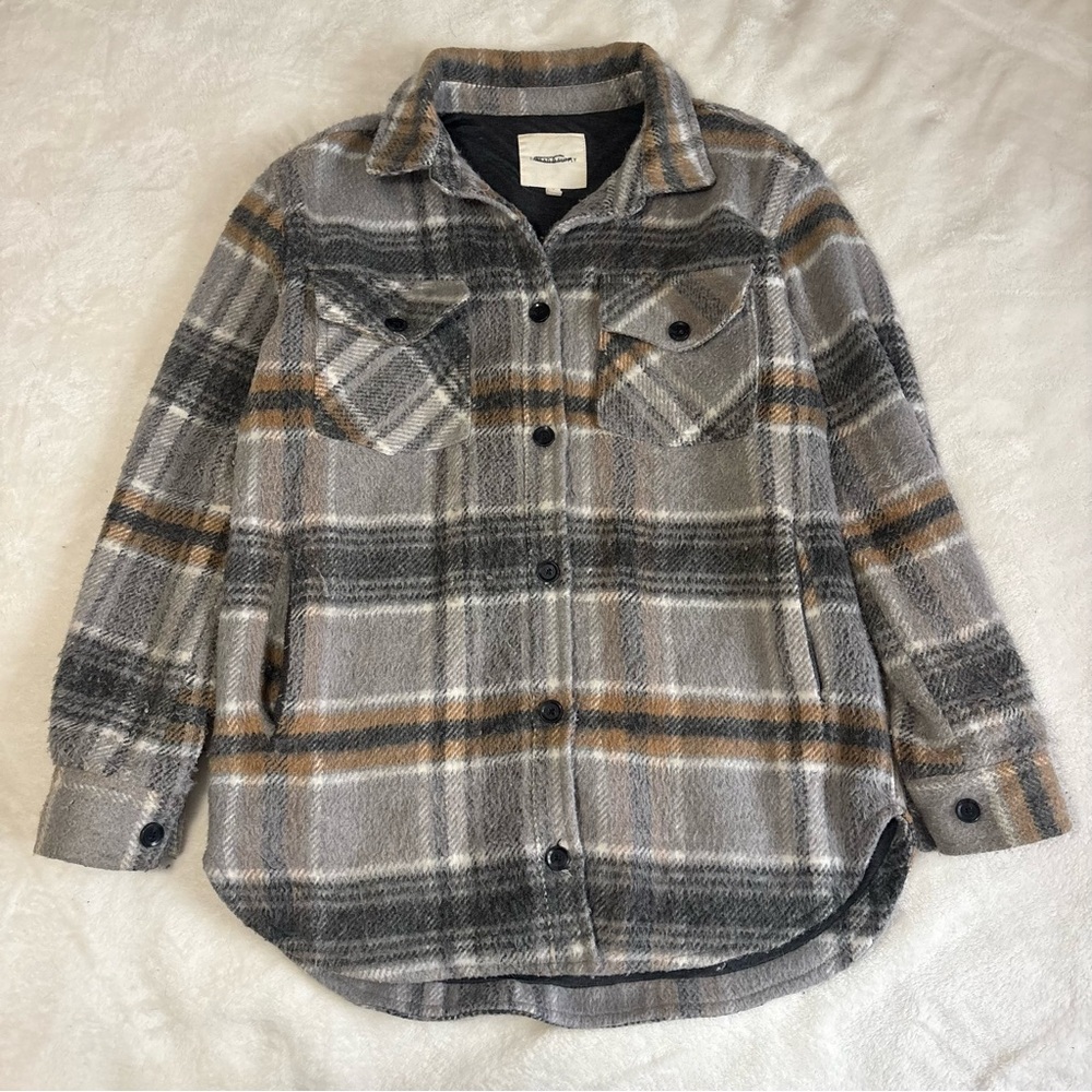 Thread & Supply Gray and Tan plaid lined Jacket
